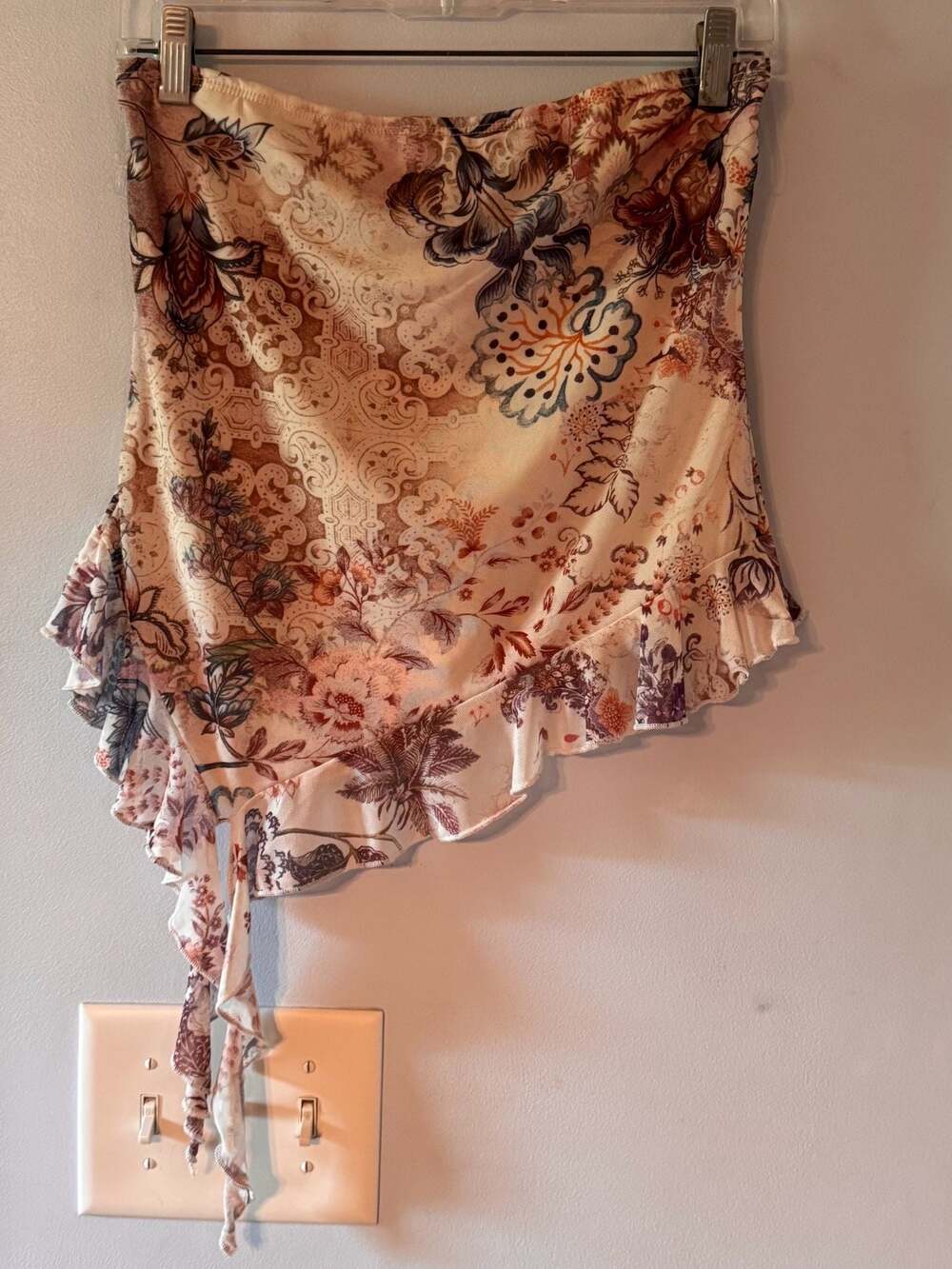 Romantic Floral Asymmetrical Tube Top Coquette Cottagecore Ruffle Boho Summer
